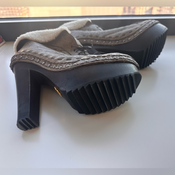 Prada Platform Lace-up Boots Shearling - Picture 6 of 7